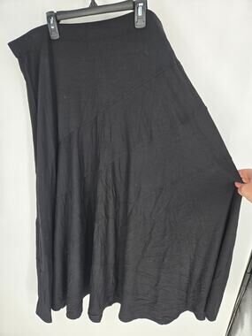 ​Chico's Black Tiered Maxi Skirt Rayon Spandex Size 2 (US L/12)